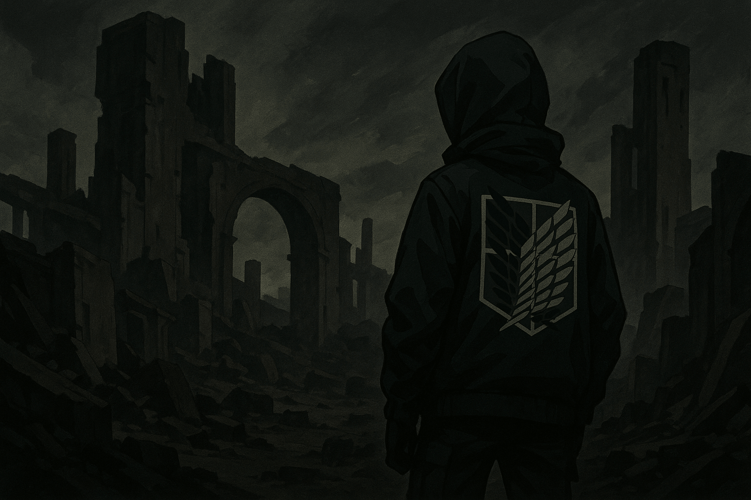 Attack on Titan dark moody scene, anime aesthetic